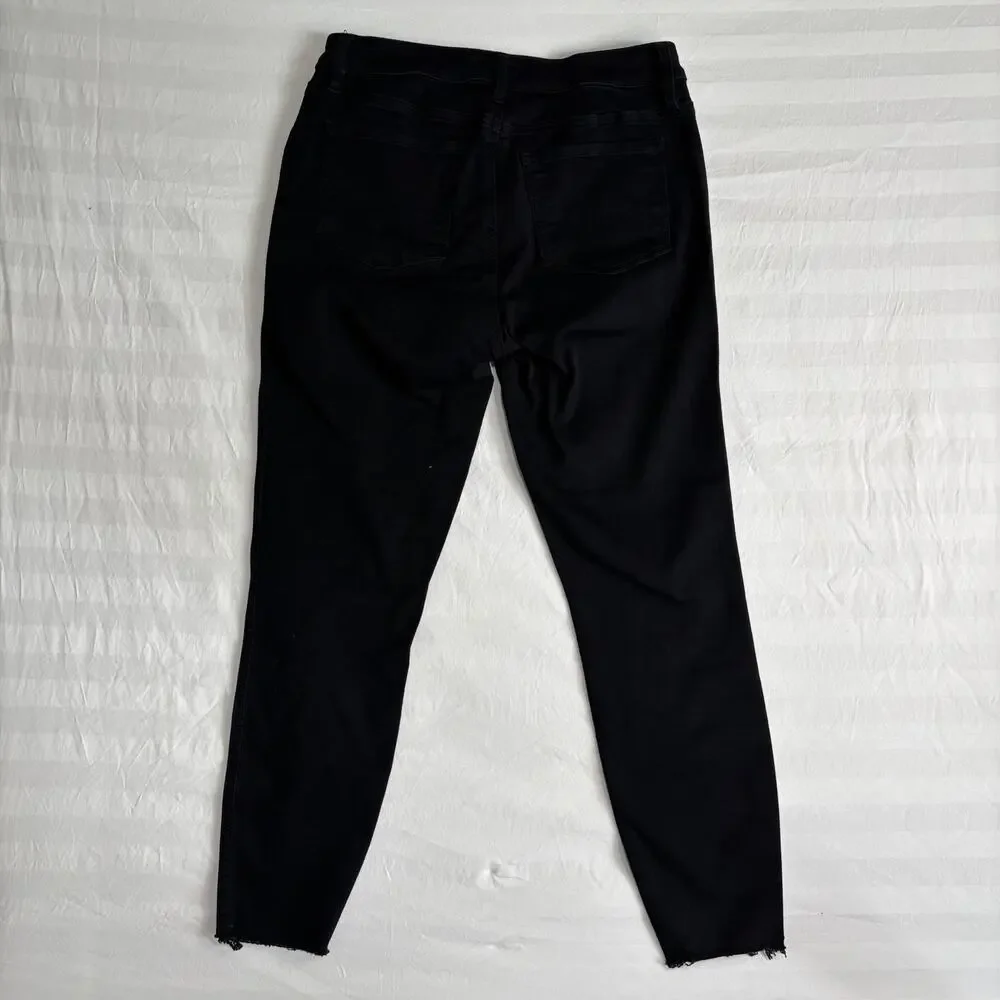 KUT From The Kloth Donna Fab Ab Ankle Skinny Jeans Black Raw Hem Size 8